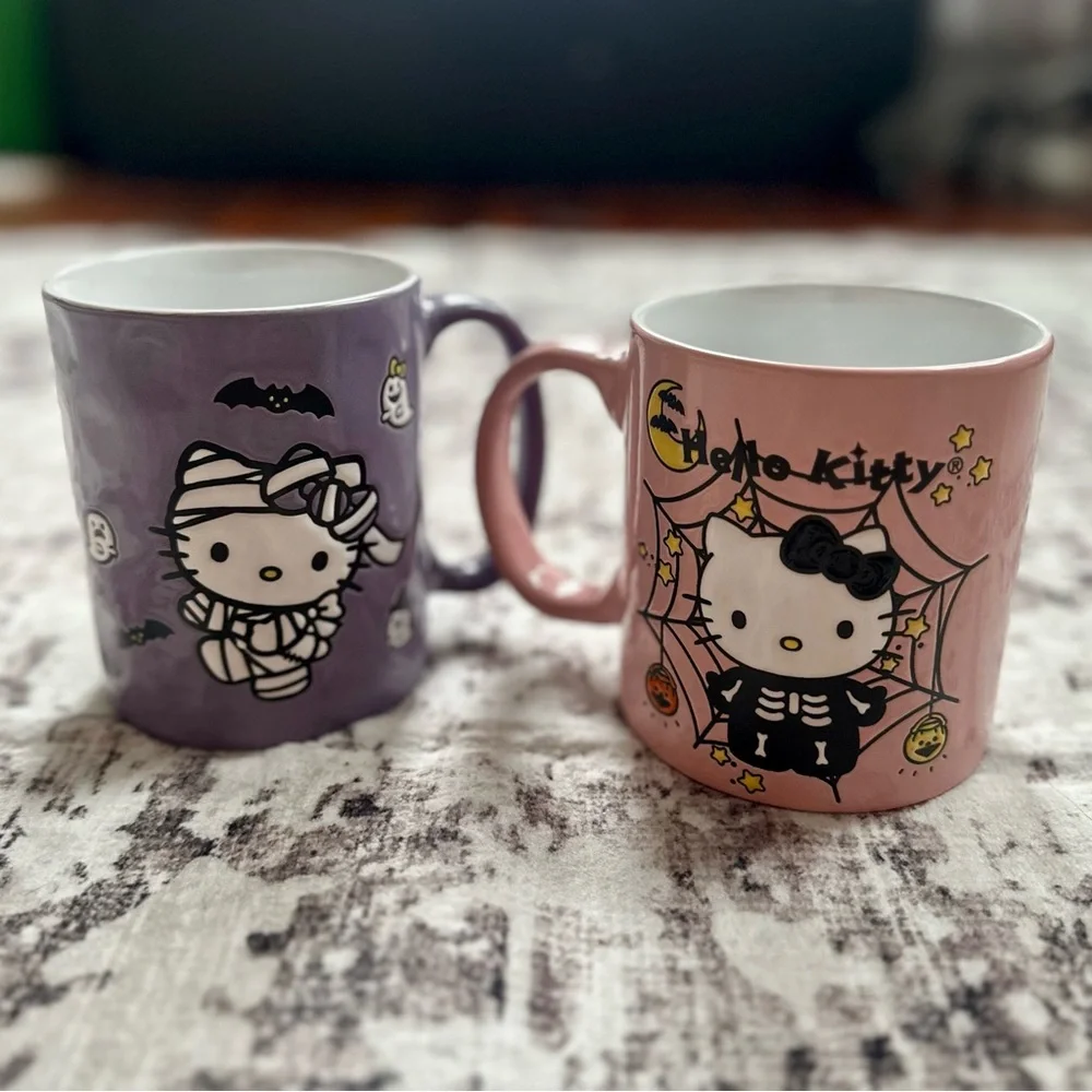 NWT Silver Buffalo Hello Kitty by Sanrio mummy & skeleton Halloween mug set of 2